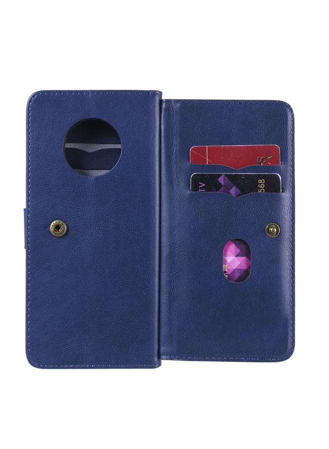 اس-توب جراب لهاتف Huawei Enjoy 20 Plus 5G متعدد الوظائف بمشبك مغناطيسي نحاسي أفقي قابل للطي بلون سادة من الجلد مع 10 فتحات للبطاقات ومحفظة وحامل وإطار للصور - Image 4