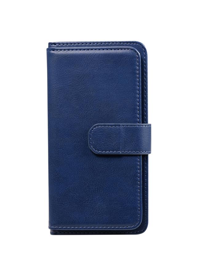 اس-توب جراب لهاتف Huawei Enjoy 20 Plus 5G متعدد الوظائف بمشبك مغناطيسي نحاسي أفقي قابل للطي بلون سادة من الجلد مع 10 فتحات للبطاقات ومحفظة وحامل وإطار للصور - Image 2