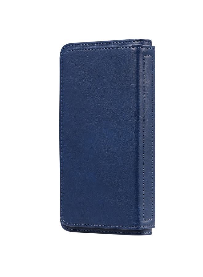 اس-توب جراب لهاتف Huawei Enjoy 20 Plus 5G متعدد الوظائف بمشبك مغناطيسي نحاسي أفقي قابل للطي بلون سادة من الجلد مع 10 فتحات للبطاقات ومحفظة وحامل وإطار للصور - Image 3