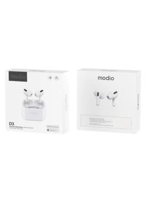 D3 Premium White Wireless Earbuds with Deep Bass & Noise Cancelling | Smart Touch Control, Built-In HD Mic, and Long Battery Life | Comfortable In-Ear Fit for Music, Calls, Gaming | Bluetooth Earphones Compatible with Android Phones & Tablets