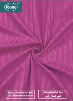 Rose Rose Luxurious Hotel Stripe Fitted Sheet with Deep Pockets and Pillow Cases, Bed Sheet 3-Pieces Set, Soft & Silky Microfiber Breathable and Cooling, King Size 200x200+35 cm, Fuchsia  - Image 4