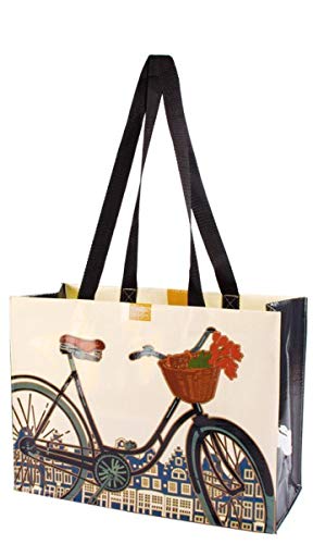 Linnea Design Reusable Grocery Bag Foldable Bag Fold Up Reinforced Bottom Eco friendly Made of 95 Recycled Material Holds 70 Pounds