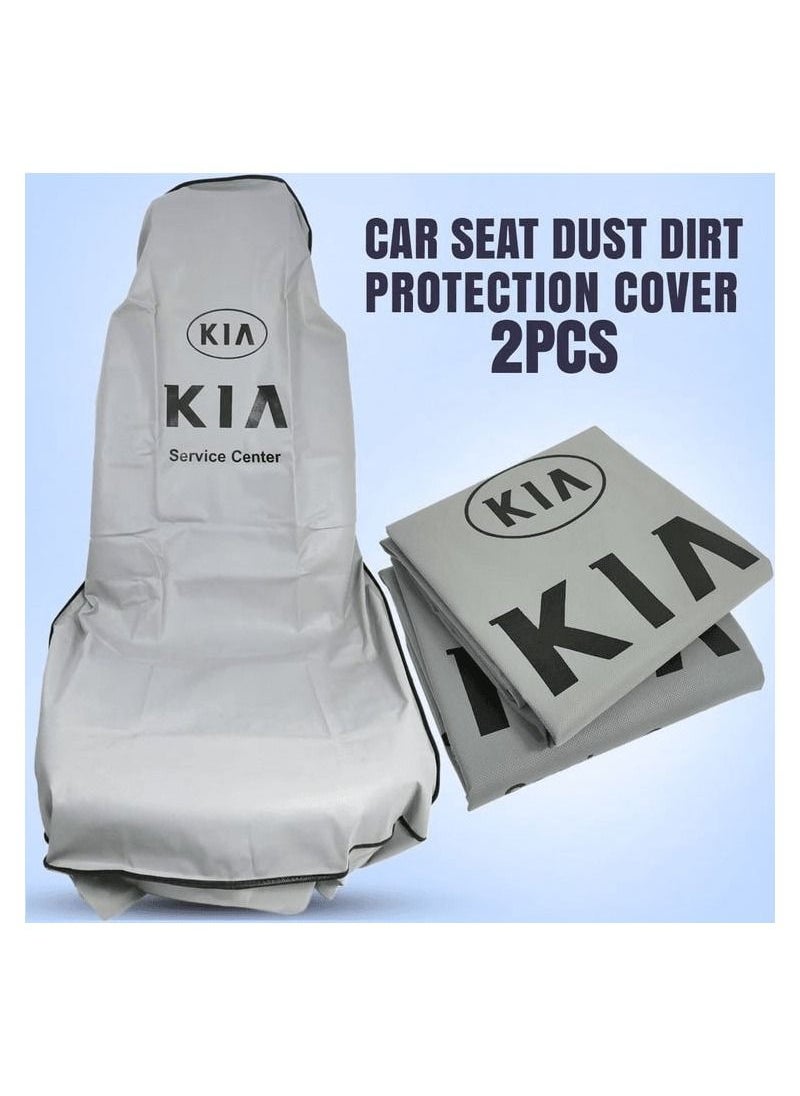 KIA Universal Car Seat Dust Dirt Protection Cover, Extra Protection For Your Seat 2 Pcs Set, Car Seat Cover, Grey  - Image 1