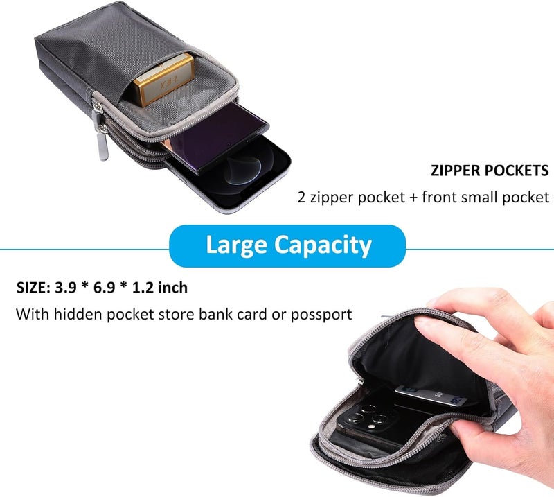 Phone Holster Compatible with iPhone 15/14/13/12 Pro Max Nylon Belt Clip Holster Pouch Case,Compatible with Galaxy S24/S23/S22/S21/S20/Note 20 Ultra/Pixel 8/7/6 Pro Carrying Waist Pack Phone bag(2 Poc - Image 2
