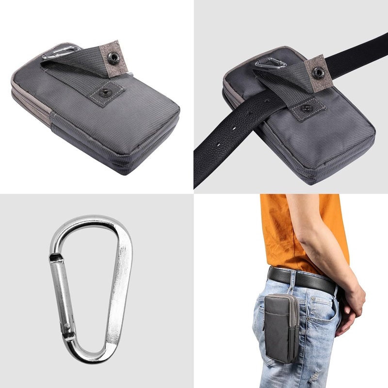 Phone Holster Compatible with iPhone 15/14/13/12 Pro Max Nylon Belt Clip Holster Pouch Case,Compatible with Galaxy S24/S23/S22/S21/S20/Note 20 Ultra/Pixel 8/7/6 Pro Carrying Waist Pack Phone bag(2 Poc - Image 3