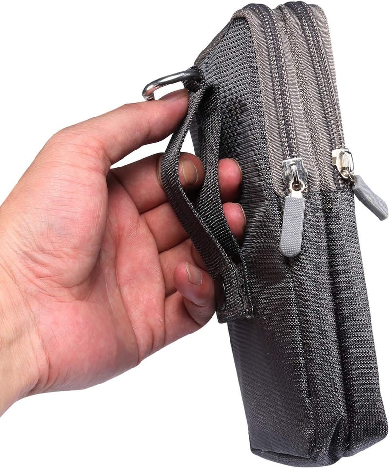 Phone Holster Compatible with iPhone 15/14/13/12 Pro Max Nylon Belt Clip Holster Pouch Case,Compatible with Galaxy S24/S23/S22/S21/S20/Note 20 Ultra/Pixel 8/7/6 Pro Carrying Waist Pack Phone bag(2 Poc - Image 5