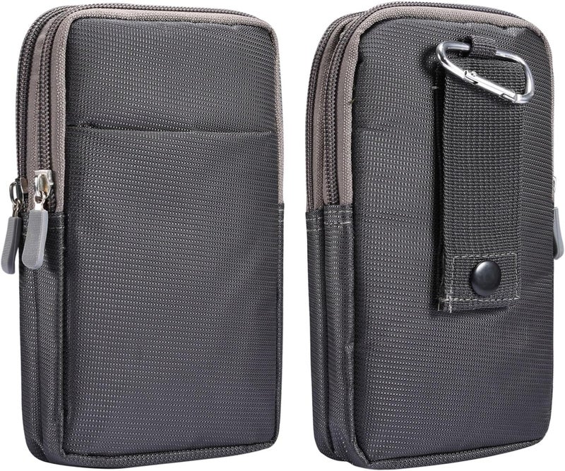 Phone Holster Compatible with iPhone 15/14/13/12 Pro Max Nylon Belt Clip Holster Pouch Case,Compatible with Galaxy S24/S23/S22/S21/S20/Note 20 Ultra/Pixel 8/7/6 Pro Carrying Waist Pack Phone bag(2 Poc - Image 4