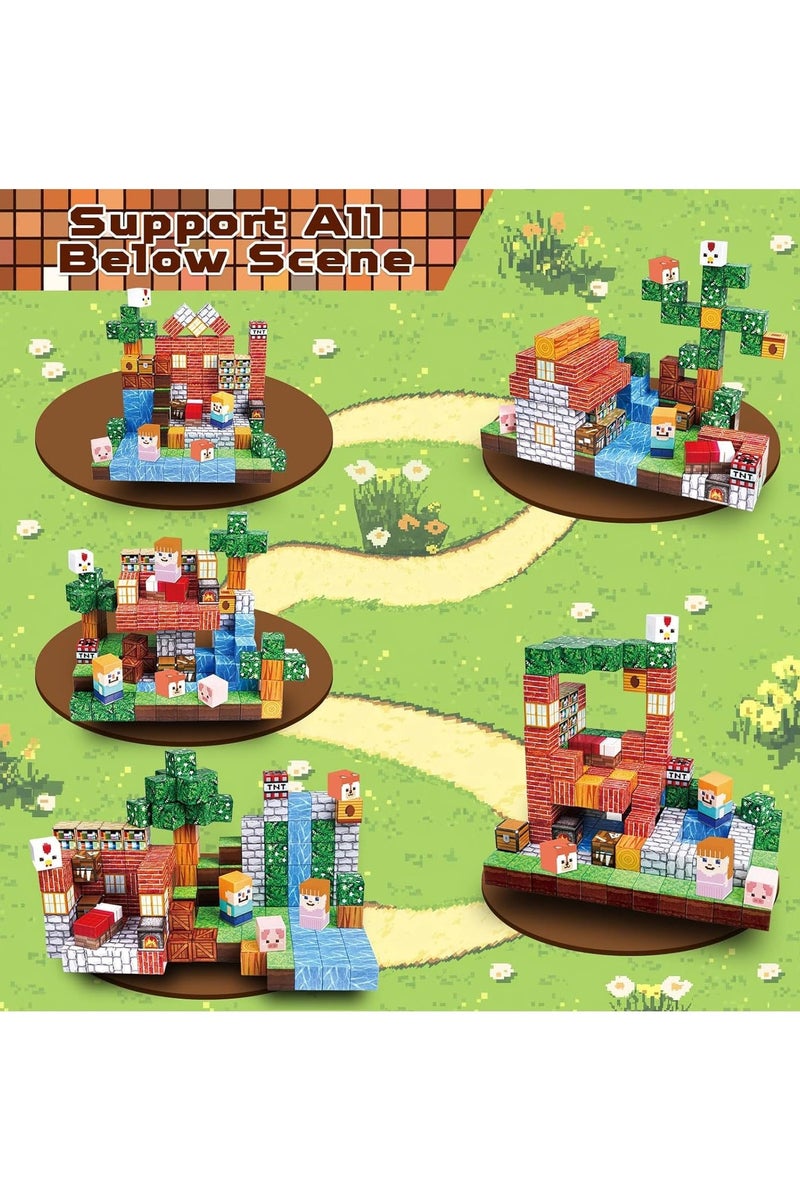 150 PCS Magnetic Blocks – Build Mine Magnet World & Creative Magnet Cubes Construction Set, STEM Sensory Toys for Kids, Boys & Girls Ages 3-10, Classroom & Birthday Gifts - Image 3