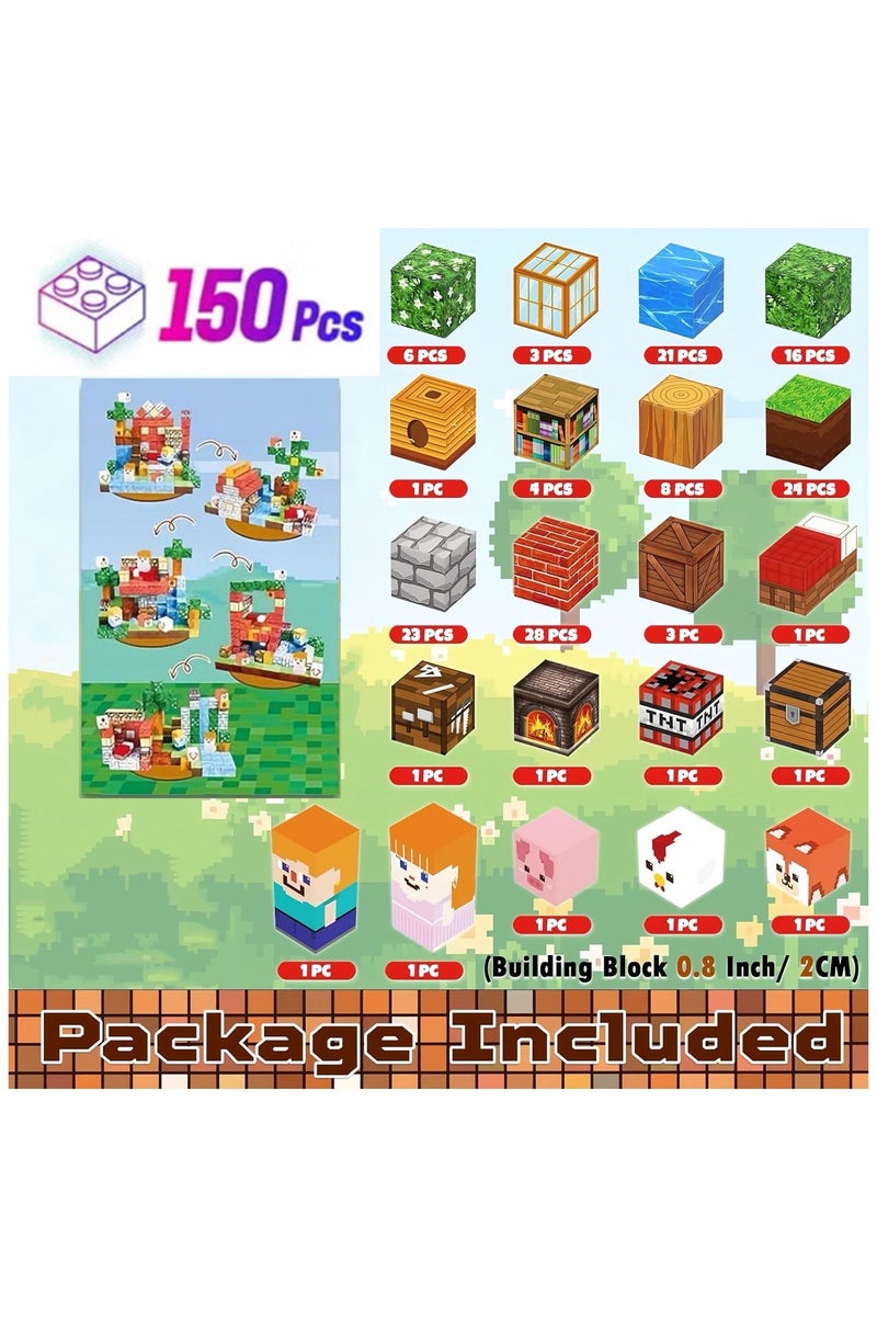 150 PCS Magnetic Blocks – Build Mine Magnet World & Creative Magnet Cubes Construction Set, STEM Sensory Toys for Kids, Boys & Girls Ages 3-10, Classroom & Birthday Gifts - Image 2