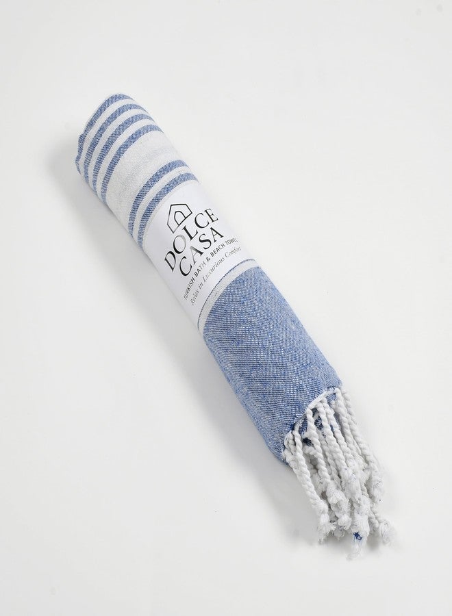 DOLCE CASA Cotton 100% Cotton Turkish Fouta Towel | Extra Large Full Size Cotton Bath Towel | Bath, Beach, Pool, Travel, Spa and Yoga | 90 x 170 cm Daily Use Shower Towel | Beach Towel (Dark Blue) - Image 1