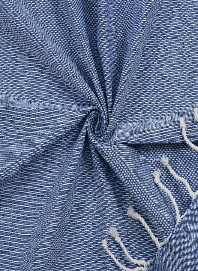 DOLCE CASA Cotton 100% Cotton Turkish Fouta Towel | Extra Large Full Size Cotton Bath Towel | Bath, Beach, Pool, Travel, Spa and Yoga | 90 x 170 cm Daily Use Shower Towel | Beach Towel (Dark Blue) - Image 4