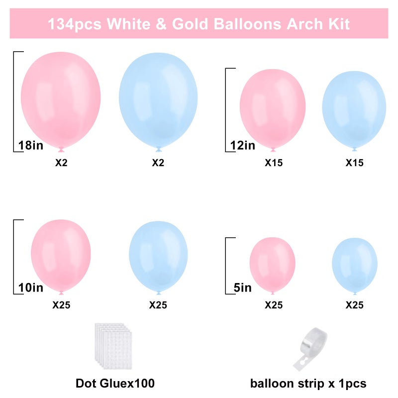 YMSZ Pink and Blue Balloons Garland Arch Kit, 134pcs Gender Reveal Balloon Garland Arch Kit for Boy or Girl Gender Reveal Decorations Birthday Party Baby Shower Decorations - Image 2