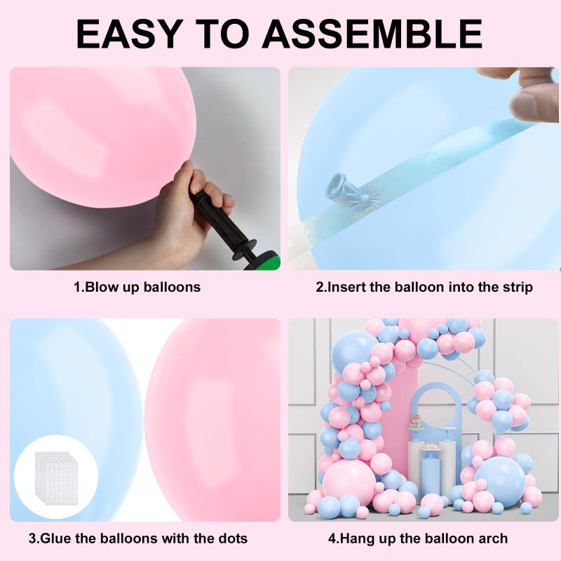 YMSZ Pink and Blue Balloons Garland Arch Kit, 134pcs Gender Reveal Balloon Garland Arch Kit for Boy or Girl Gender Reveal Decorations Birthday Party Baby Shower Decorations - Image 3