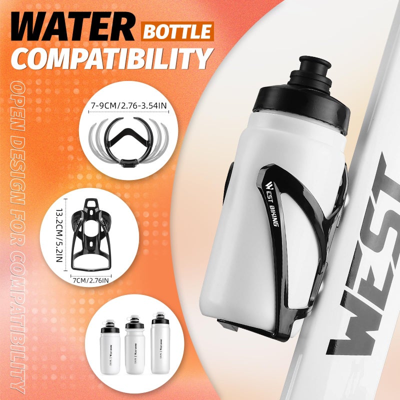 West Biking Bike Water Bottle Cages Ultra-Light Durable PC Bicycle Bottle Holder with Screws Tool, Easy Installation Bicycle Drink Cup Holders Cycling Kettle for MTB Road Bikes - Image 2