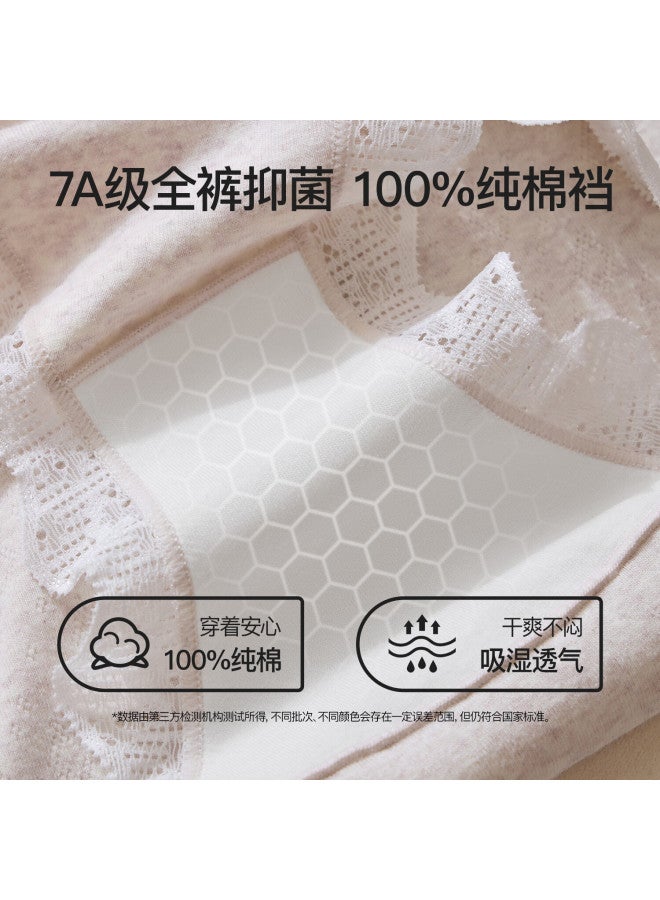 Secretworld Women's 100% Cotton 7a Antibacterial Breathable Lace Mid-waist Pure Cotton Triangle Underwear - Image 2