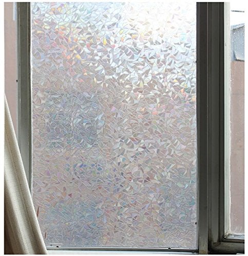 CVANU Privacy Window Film - White Matt Mosaic Frosting Film for Front Door/Bathroom/Sidelight/Small Windows, 12''x25'' - Image 1