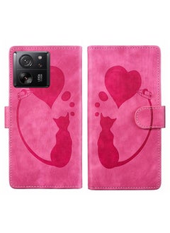 For Xiaomi 13T / 13T Pro Pen Heart Cat Embossed Leather Phone Case(Pink)