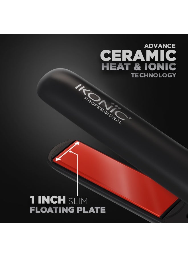 أي كونيك مكواة شعر أيكونك S3+ باللونين الأسود والأحمر، صفائح سيراميك عائمة احترافية، تحكم قابل للتعديل في درجة الحرارة، تسخين فوري، سهلة الاستخدام، مناسبة لجميع أنواع الشعر - Image 2