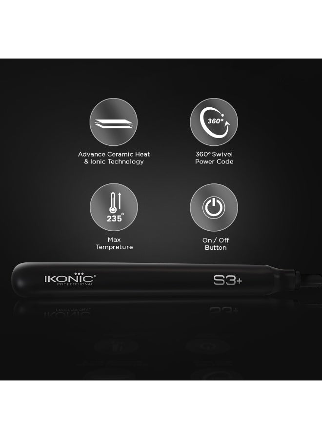 أي كونيك مكواة شعر أيكونك S3+ باللونين الأسود والأحمر، صفائح سيراميك عائمة احترافية، تحكم قابل للتعديل في درجة الحرارة، تسخين فوري، سهلة الاستخدام، مناسبة لجميع أنواع الشعر - Image 5