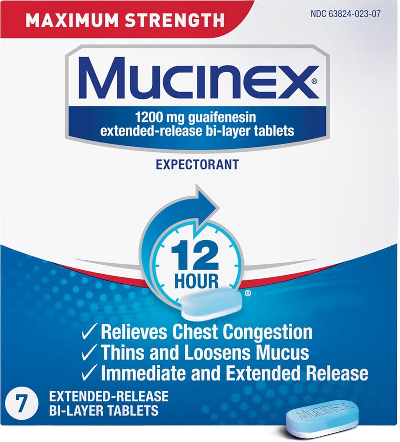 MUCINEX أقراص طارد البلغم بحد أقصى 12 ساعة لاحتقان الصدر عدد 7 - Image 1