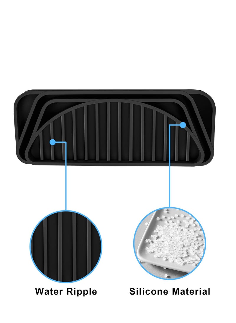 SYOSI Upgraded Silicone Non slip Refrigerator Drip Catcher For Water Tray Protects Ice and Water Dispenser Pan From Spills Mineral Build Up and Water Splatter Black - Image 3