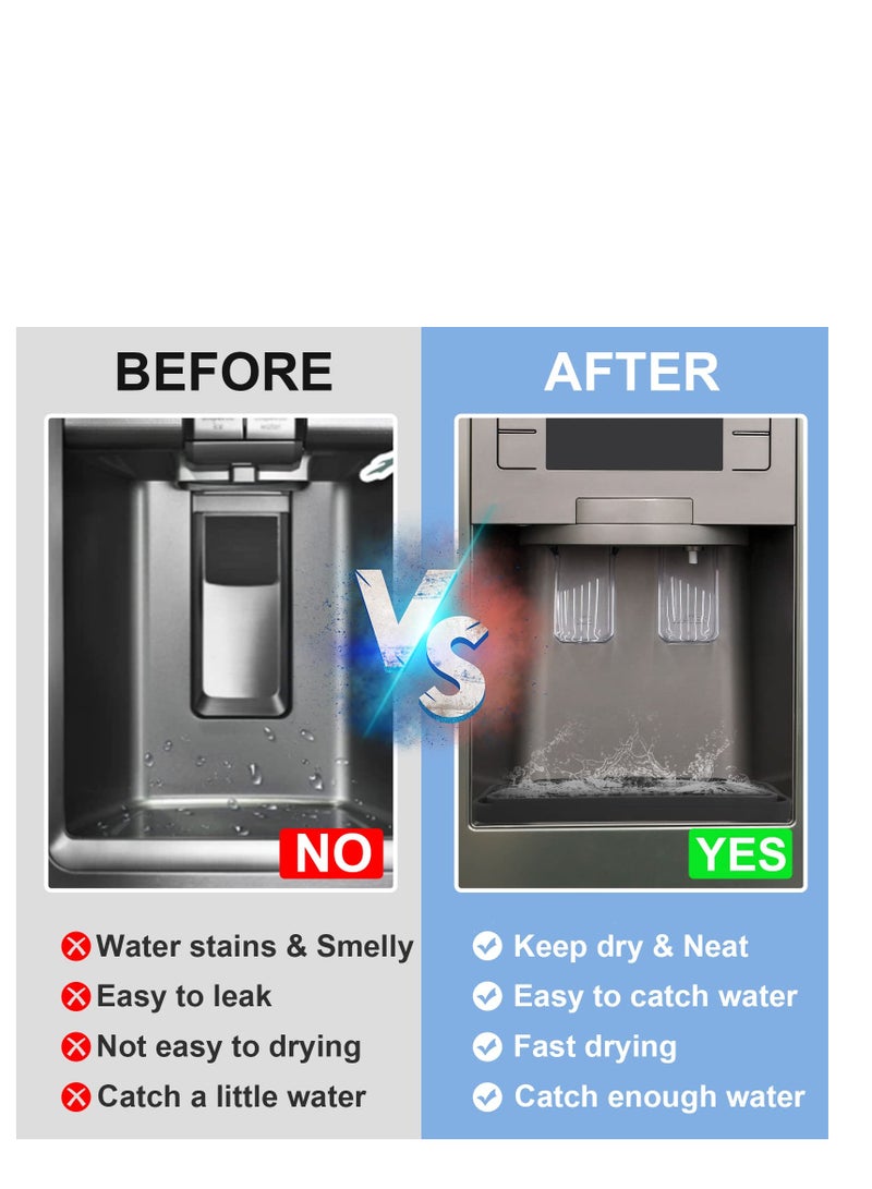 SYOSI Upgraded Silicone Non slip Refrigerator Drip Catcher For Water Tray Protects Ice and Water Dispenser Pan From Spills Mineral Build Up and Water Splatter Black - Image 2