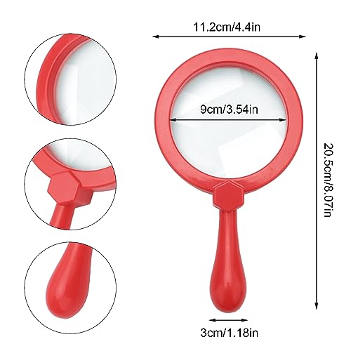 Rongon Kids Magnifying Glass Handheld Jumbo Magnifiers with Stand, Exploration Play Reading Magnifier Red Magnifying Lens for Nature Exploration, Science Experiments, 5X Magnification Loupe (Red) - Image 3