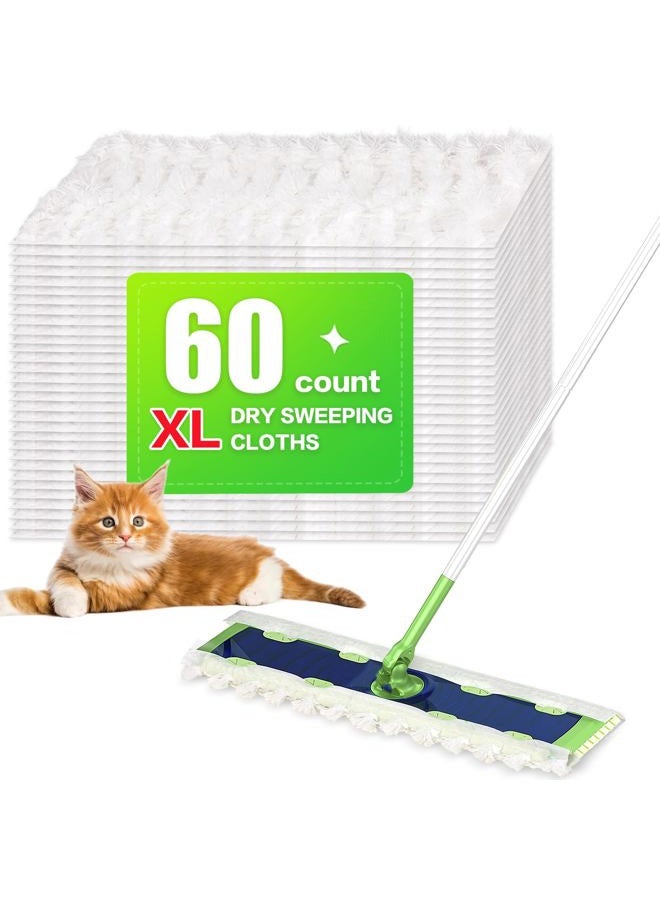 YHOVID XL Heavy Duty Dry Sweeping Cloths for Swiffer Sweeper Mop, Microfiber Duster Mop Pads Refills for Cleaning Hardwood Floor Dust and Pet Hair, Disposable (60) - Image 1