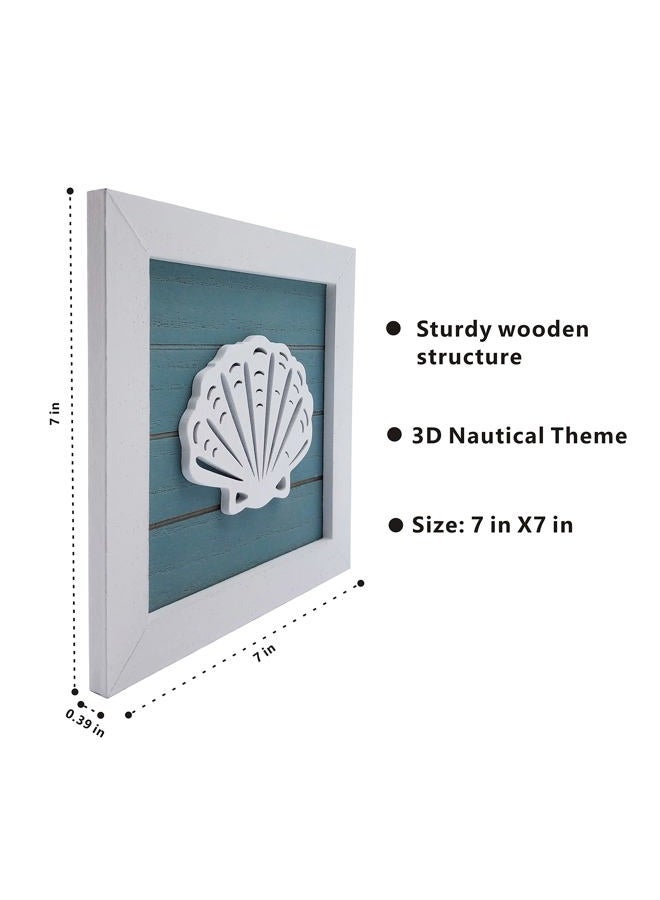 CSWLJS Ocean Theme Wall Decor Set of 3 7x7 in Rustic Beach Decor 3D Starfish Seashell and Sand Dollar Wooden Beach Bathroom Decor Ocean Coastal Theme Decor for Lake House Home Room Nautical Gifts - Image 2