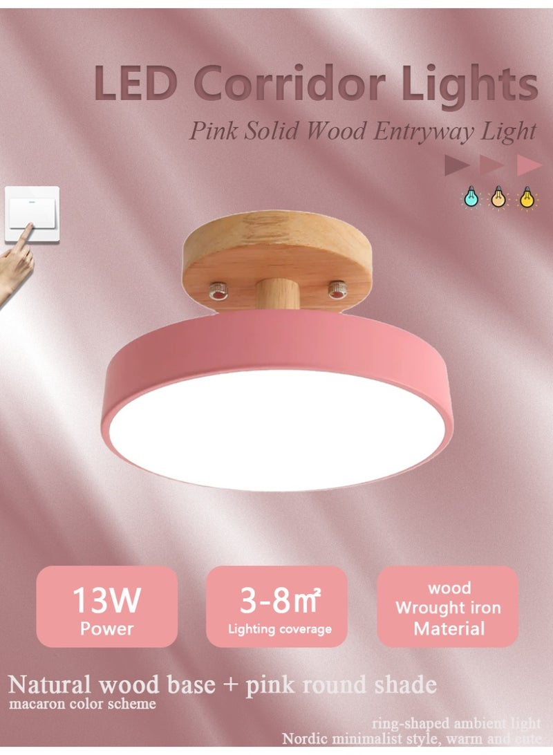 Pink LED ceiling light, suitable for hallways and bedrooms, 13W - Image 1