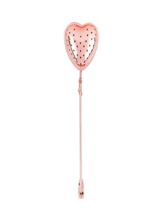 Pinky Up Heart Shaped Tea Ball, Reusable Loose Leaf Tea Infuser, Brew Tea with Ease, Stainless Steel, Rose Gold - Image 1