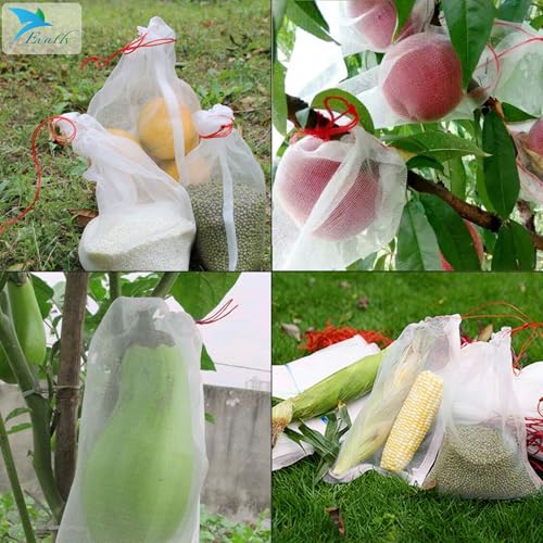 Evafly Fruit Protection Bags |Size : 13x9 cm|Pack Of 12 |Reusable Mesh Net with Drawstring |Breathable, UV-Resistant & Eco-Friendly |Insect & Pest Cover for Fruits, Vegetables, Garden & Farm - Image 5