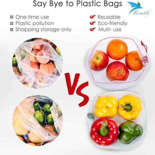 Evafly Fruit Protection Bags |Size : 13x9 cm|Pack Of 12 |Reusable Mesh Net with Drawstring |Breathable, UV-Resistant & Eco-Friendly |Insect & Pest Cover for Fruits, Vegetables, Garden & Farm - Image 2