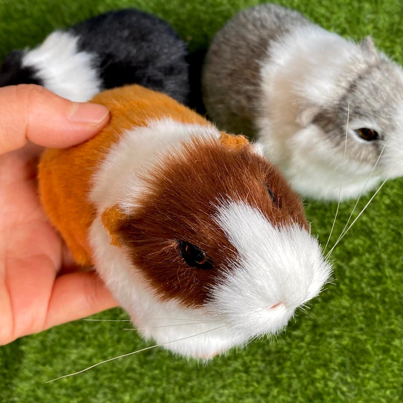 Basuo-9Q 3 Pcs Assorted Color Realistic Hamster Figurines Plush Toys â€“ Lifelike Guinea Pig Stuffed Animals, Home Decor, Kids Gift, Party Favors, Rodent Photo Props - Image 3