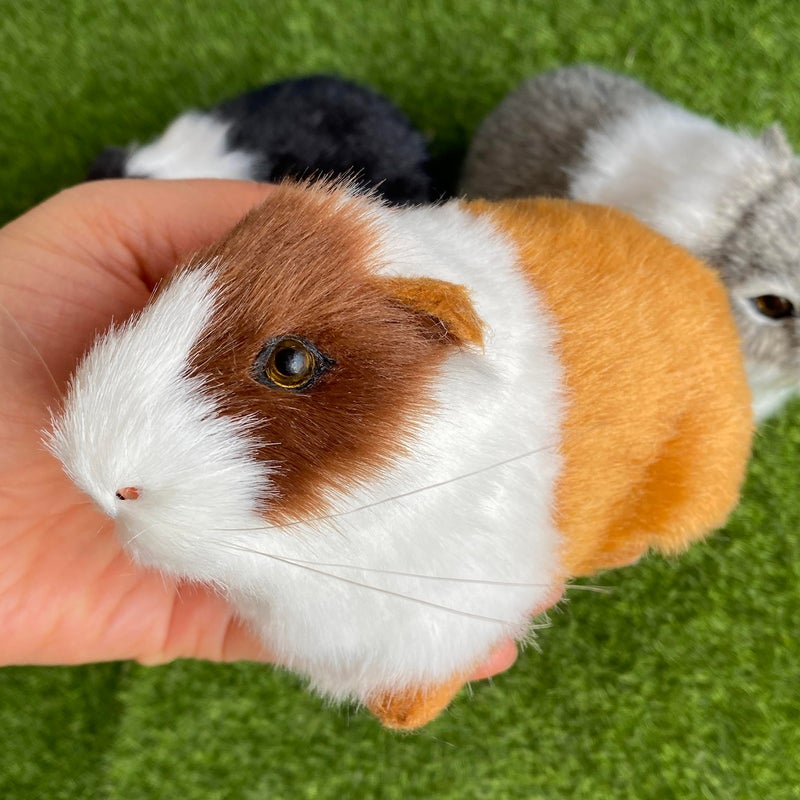 Basuo-9Q 3 Pcs Assorted Color Realistic Hamster Figurines Plush Toys â€“ Lifelike Guinea Pig Stuffed Animals, Home Decor, Kids Gift, Party Favors, Rodent Photo Props - Image 2