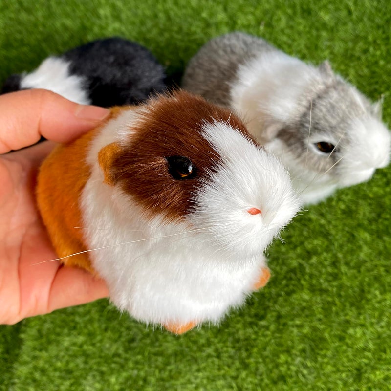 Basuo-9Q 3 Pcs Assorted Color Realistic Hamster Figurines Plush Toys â€“ Lifelike Guinea Pig Stuffed Animals, Home Decor, Kids Gift, Party Favors, Rodent Photo Props - Image 5