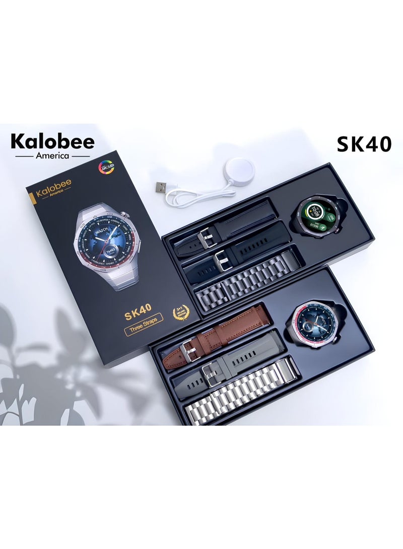 Kalobee SK 40 Smart Watch AMOLED Screen with 3 Straps and Wireless Charging Multicolour - Image 2