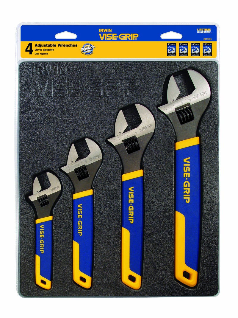 IRWIN VISE-GRIP Adjustable Wrench Set, SAE/MM, 4-Piece (2078706) - Image 1