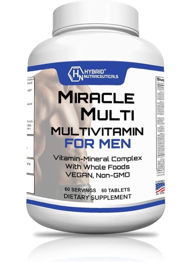 MiracleMulti Performance Blend, Best Multivitamin for Men, Vitamin and Mineral Supplement with Probiotics, Superfood Enzyme Blend for Optimized Heart, Prostate, Stamina, Energy, Non-GMO, 60 Day Supply - Image 1