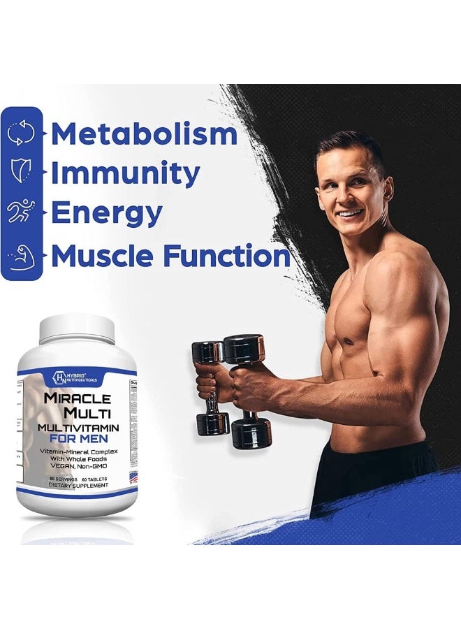 MiracleMulti Performance Blend, Best Multivitamin for Men, Vitamin and Mineral Supplement with Probiotics, Superfood Enzyme Blend for Optimized Heart, Prostate, Stamina, Energy, Non-GMO, 60 Day Supply - Image 2