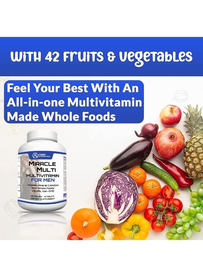 MiracleMulti Performance Blend, Best Multivitamin for Men, Vitamin and Mineral Supplement with Probiotics, Superfood Enzyme Blend for Optimized Heart, Prostate, Stamina, Energy, Non-GMO, 60 Day Supply - Image 5