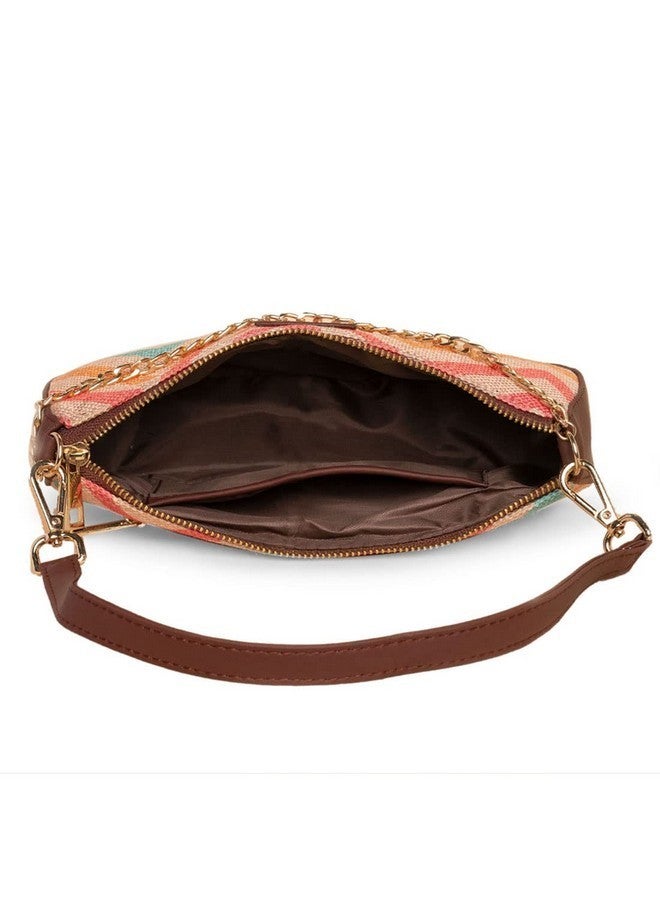 ZOUK Baguette Bag | Crossbody Bags for Women | Women's Handbags | Stylish Sling Bag for Woman | Vegan Leather Evening Bag | Travel & Office Use | Purse and Wallet | WavBeach Print - Image 3