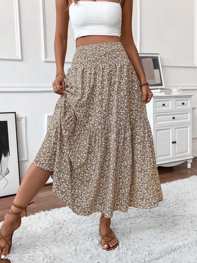 A-line Floral Print Long Skirt for Women