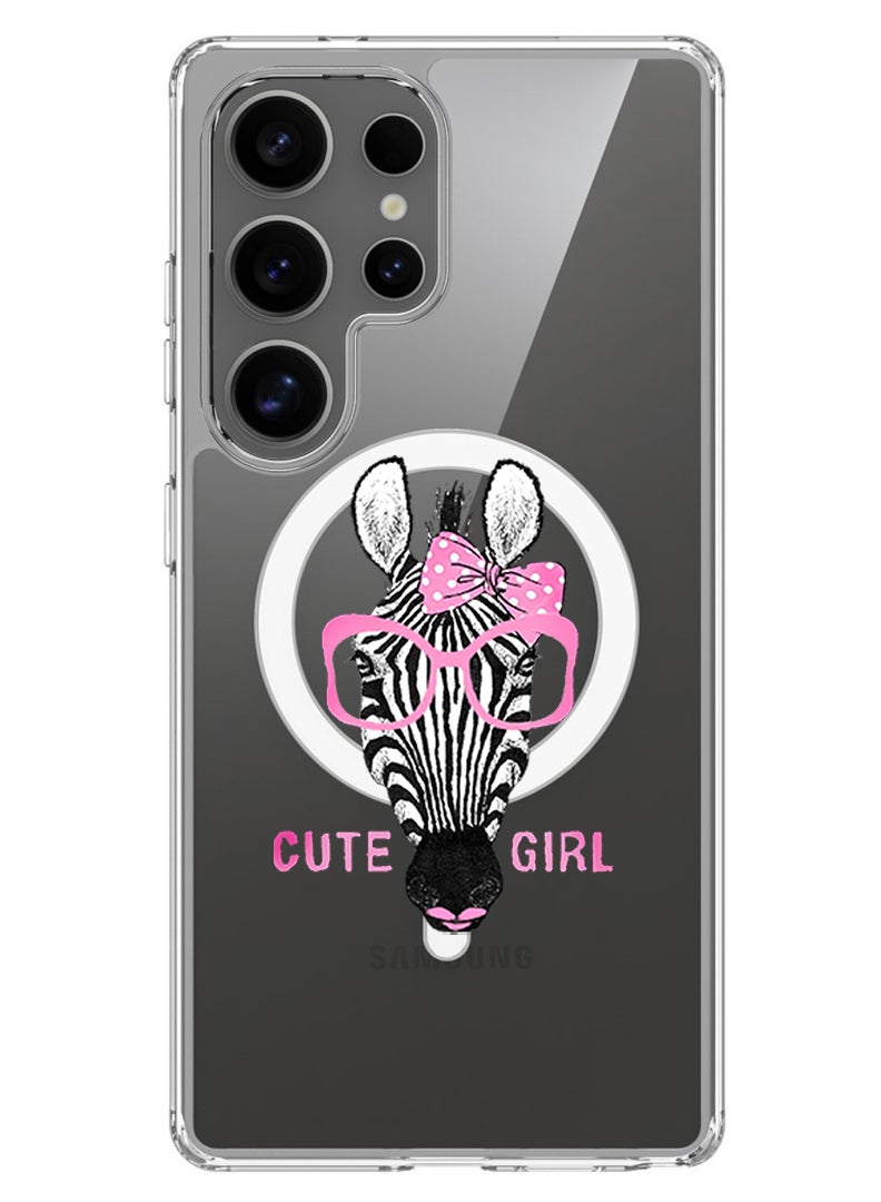 Theodor Magnetic Case for Samsung Galaxy S25 Ultra 6.9-inch Compatible with MagSafe Wireless Charging, Shockproof Phone Bumper Cover Cute girl zebra - Image 1
