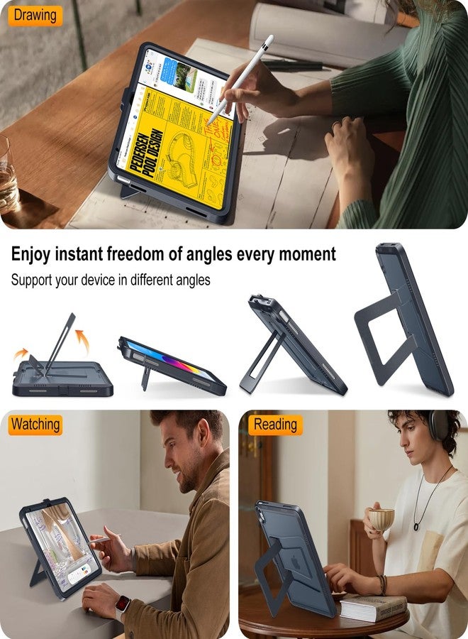 DTTO for iPad (A16) 11th Generation Case 11 Inch 2025, iPad 10th Generation Case 10.9 Inch 2022, [Stable Stand] with Built-in Screen Protector, Rugged Frosted Protective Cover, Black - Image 2