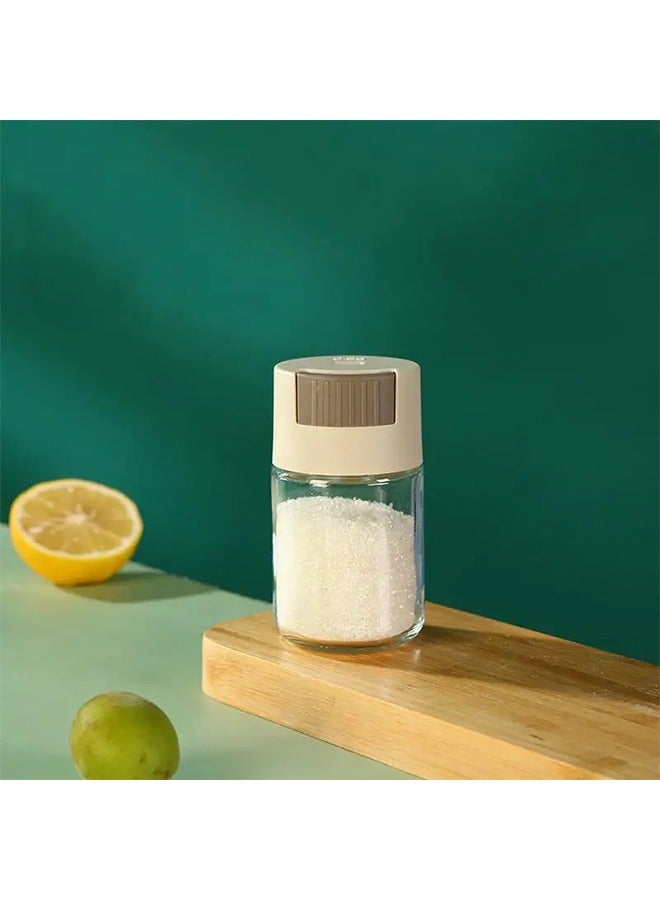 Metering Salt Shaker, Glass Metered Salt Dispenser, Press Type Quantitative Salt Glass Seasoning Bottle, Can Spice Salt Cumin Powder Pepper Shakers BBQ Condiment Seasoning Bottle（White）  - Image 1