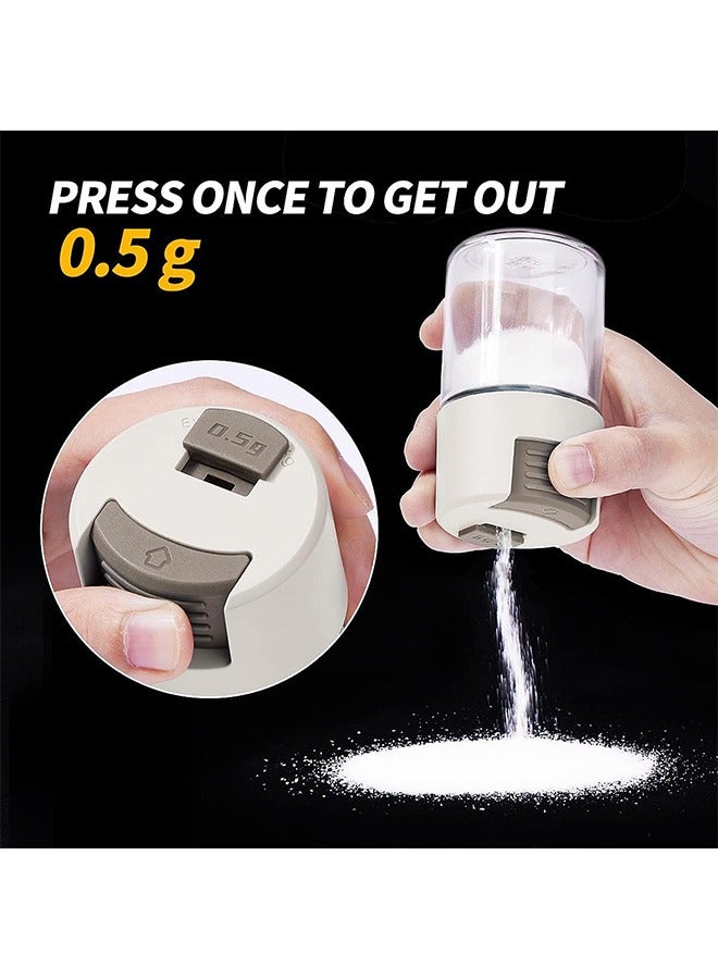 Metering Salt Shaker, Glass Metered Salt Dispenser, Press Type Quantitative Salt Glass Seasoning Bottle, Can Spice Salt Cumin Powder Pepper Shakers BBQ Condiment Seasoning Bottle（White）  - Image 4