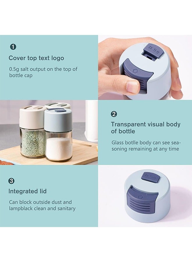 Metering Salt Shaker, Glass Metered Salt Dispenser, Press Type Quantitative Salt Glass Seasoning Bottle, Can Spice Salt Cumin Powder Pepper Shakers BBQ Condiment Seasoning Bottle（White）  - Image 5