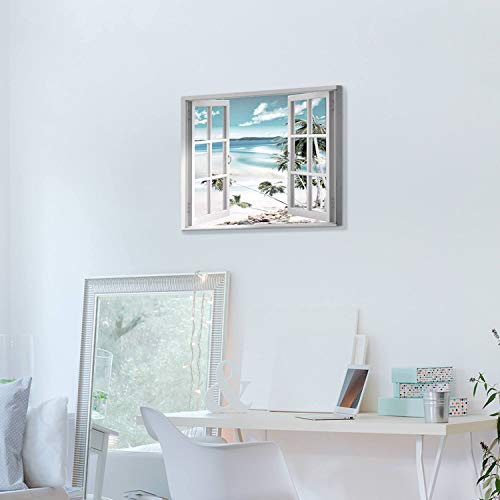Hardy Gallery Open Windows Canvas Wall Art: Beach with Coastal Palm Graphic Artwork Print on Wrapped Canvas for Wall Decor(24''x18'') - Image 5