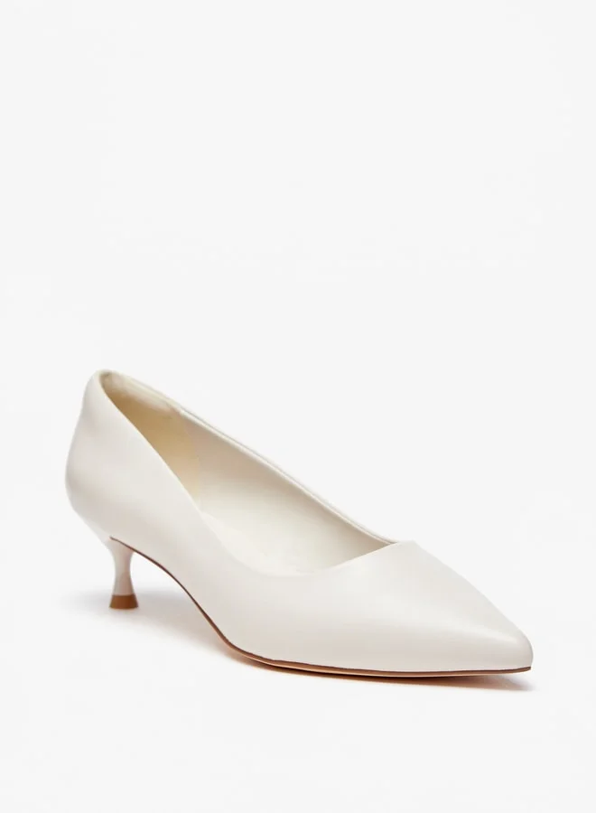 Celeste Women's Solid Slip-On Pumps with Kitten Heels